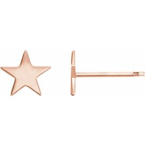 14K Rose 6.2 mm Star Friction Post Earring