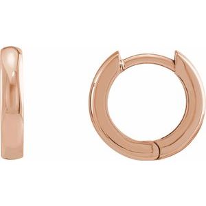 14K Rose 12 mm Hinged Hoop Earrings