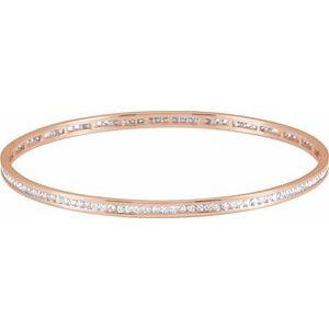 14K Rose 1 1/2 CTW Natural Diamond Stackable Bangle 8" Bracelet