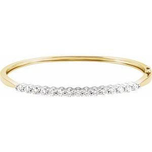 14K Yellow/White 2 1/8 CTW Natural Diamond Bangle 7" Bracelet