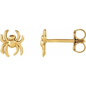 14K Yellow Spider Earrings