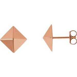 18K Rose Pyramid Stud Earrings