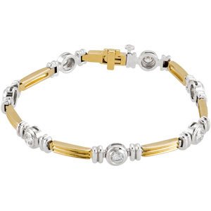 14K Yellow/White 1 CTW Natural Diamond Line 7" Bracelet