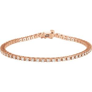 14K Rose 2 1/4 CTW Natural Diamond Line 7 1/4" Bracelet