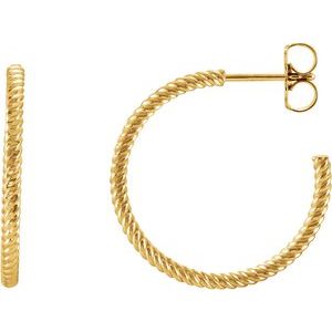 14K Yellow Rope 21 mm Hoop Earrings