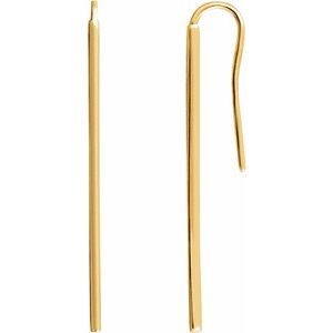 14K Yellow Vertical Bar Earrings