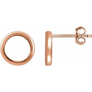 14K Rose Circle Earrings