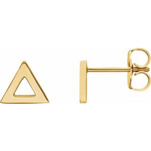 14K Yellow Triangle Earrings