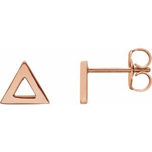 14K Rose Triangle Earrings