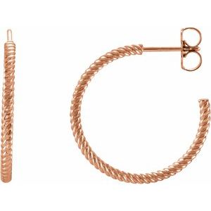 14K Rose Rope 21 mm Hoop Earrings