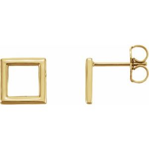 14K Yellow Square Earrings