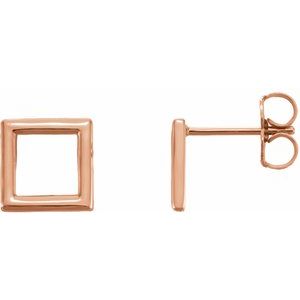 14K Rose Square Earrings