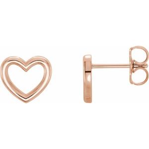 14K Rose Heart Earrings