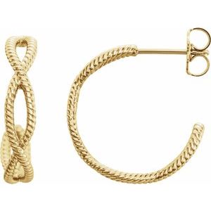 14K Yellow Rope 17 mm Hoop Earrings