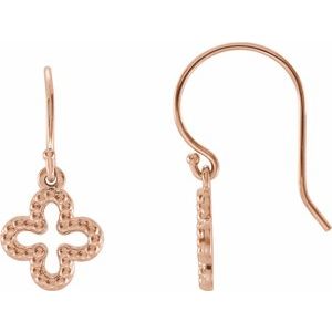 14K Rose Beaded Clover Earrings