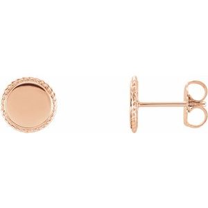 14K Rose Engravable Rope Earrings