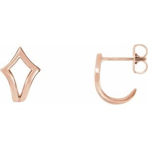 14K Rose Geometric J-Hoop Earrings