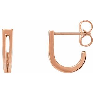 14K Rose Geometric J-Hoop Earrings