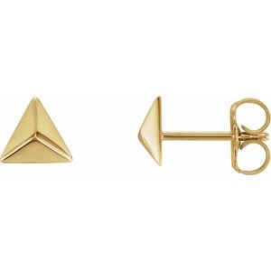 14K Yellow Pyramid Earrings