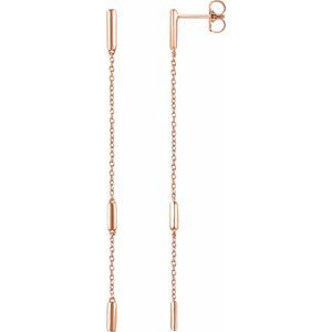 14K Rose Bar Chain Earrings