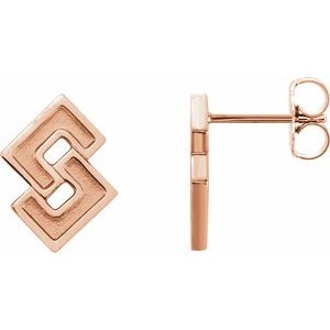 14K Rose Geometric Earrings