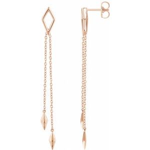 14K Rose Geometric Chain Earrings