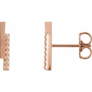 14K Rose Beaded Bar Earring