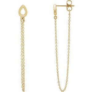 14K Yellow Leaf Chain Earrings