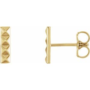 14K Yellow Pyramid Bar Earrings