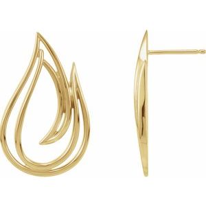 14K Yellow Left Freeform Earring