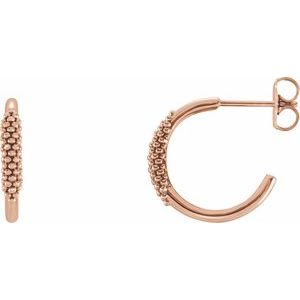 14K Rose Beaded 15.1 mm Hoop Earrings