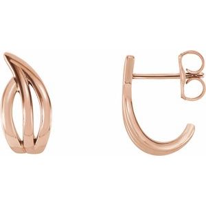 14K Rose Freeform J-Hoop Earrings