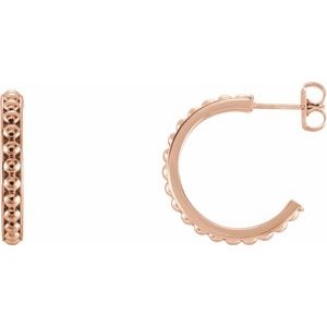 14K Rose Beaded 20 mm Hoop Earrings