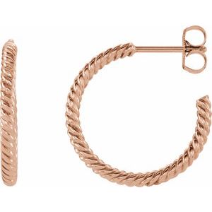 14K Rose Rope 17 mm Hoop Earrings