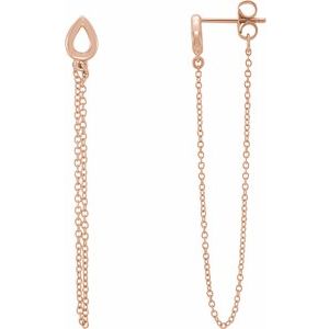 14K Rose Leaf Chain Earrings