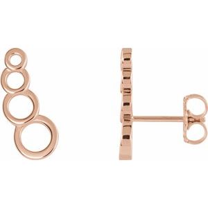 14K Rose Geometric Ear Climbers