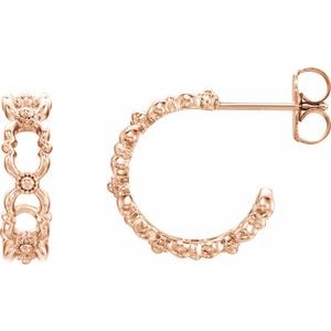 14K Rose Quatrefoil 12 mm Hoop Earrings