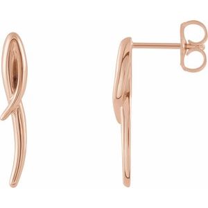 14K Rose Freeform Earrings