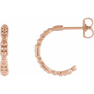 14K Rose Beaded 14.6 mm Hoop Earrings