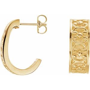 18K Yellow J-Hoop Earrings