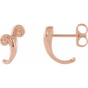 14K Rose Freeform J-Hoop Earrings