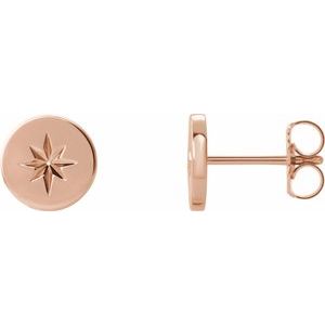 14K Rose 7.8 mm Star Earrings