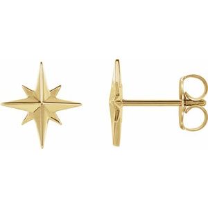 14K Yellow Star Earrings