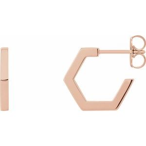 14K Rose Geometric 12.6 mm Hoop Earrings