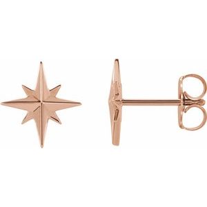 14K Rose Star Earrings