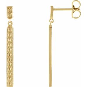 14K Yellow Sculptural Bar Earrings