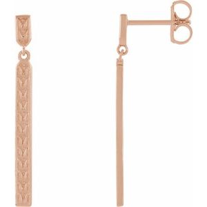 14K Rose Sculptural Bar Earrings