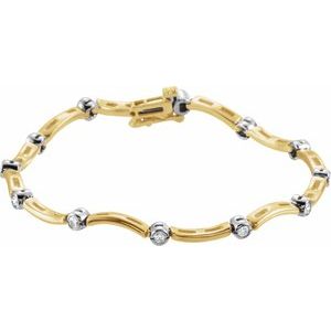 14K Yellow/White 1/2 CTW Natural Diamond Line 7" Bracelet