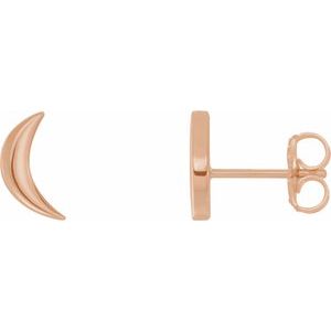 14K Rose Crescent Moon Earrings