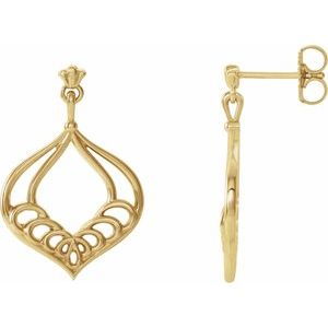 14K Yellow Vintage-Inspired Dangle Earrings